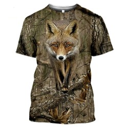 Casual short sleeve t-shirt - hunting animals printed - elk / rabbitT-shirts