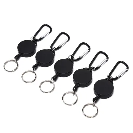 Mini telescopic keychain - retractable pull rope - with carabiner - 5 piecesKeyrings