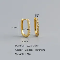 Fashionable geometric earrings - with zircon - 925 sterling silverEarrings