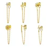 Fashionable stud earring - gold / silver - with chain - 925 sterling silver - 1 pieceEarrings