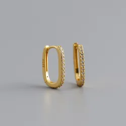 Fashionable geometric earrings - with zircon - 925 sterling silverEarrings