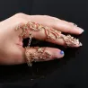 Two finger ring - with chain - hollow out flowers / crystalsRings