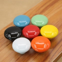 Ceramic round furniture knobs - for doors / cabinets / wardrobes / drawers