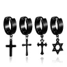 Small round earring - with cross / star - unisex - stainless steel - 1 pieceEarrings
