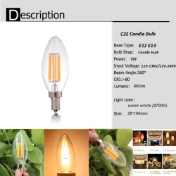 LED bulb - candle type - dimmable - 6W - E12 / E14E14