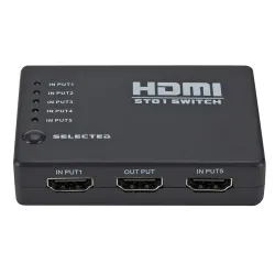 5 in / 1 out - HDMI switcher - splitter - HUB - with IR remote controller - 1080P - for HDTV DVD BOXSplitters