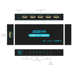 HDMI switch - 5 in / 1 out - with IR remote control - 1.4 HDCPHDMI switchers