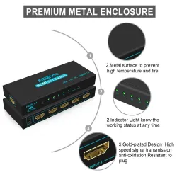 HDMI switch - 5 in / 1 out - with IR remote control - 1.4 HDCPHDMI switchers
