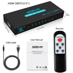 HDMI switch - 5 in / 1 out - with IR remote control - 1.4 HDCPHDMI switchers