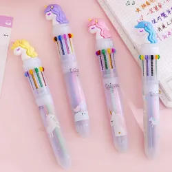 Multi coloured gel pen - with flamingo - 10 ink colorsPens & Pencils