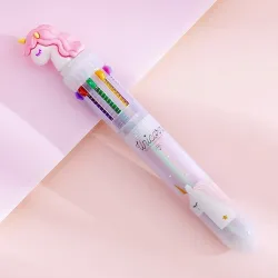 Multi coloured gel pen - with flamingo - 10 ink colorsPens & Pencils