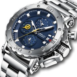 CRRJU - luxury men's watch - big dial - waterproof - stainless steel