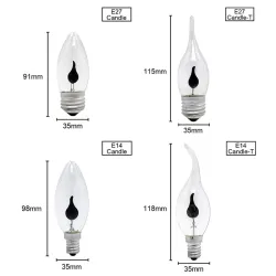 LED bulb - flickering candle flame light - E14 / E27 - 3W - 220V - 10 piecesE27