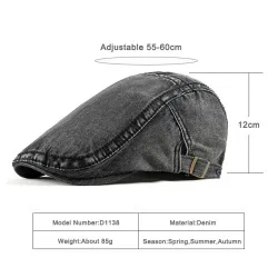 Trendy flat cap / hat - duckbill type - washed denim - unisexHats & Caps