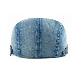 Trendy flat cap / hat - duckbill type - washed denim - unisexHats & Caps