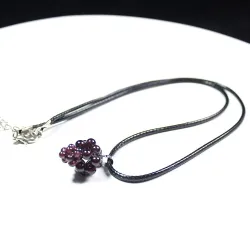 Rope necklace - with crystal wine red garnet pendantNecklaces