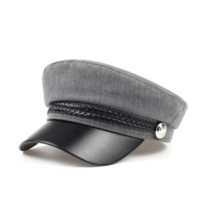 Fashionable cap with a visor - military / captain style - unisexHats & Caps