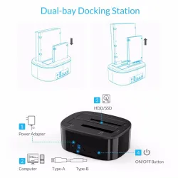 ORICO 2.5 - 3.5 Inch Hard Drive Docking Station USB 3 - Dual-bay HDD - SSD Hard DriveHard drives