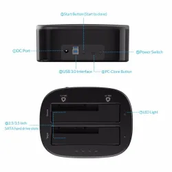 ORICO 2.5 - 3.5 Inch Hard Drive Docking Station USB 3 - Dual-bay HDD - SSD Hard DriveHard drives