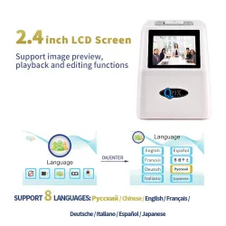 Negative film scanner - high resolution - 8-slide - digital film converter - 2.4"LCDCamera