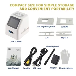 Negative film scanner - high resolution - 8-slide - digital film converter - 2.4"LCDCamera