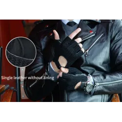 Luxurious sheepskin gloves - knitted - half fingers designGloves