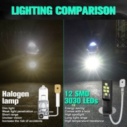 Car fog / DRL light - LED bulb - H3 - DC12V 3030 SMD 6000K white - 2 piecesDaytime Running Lights (DRL)