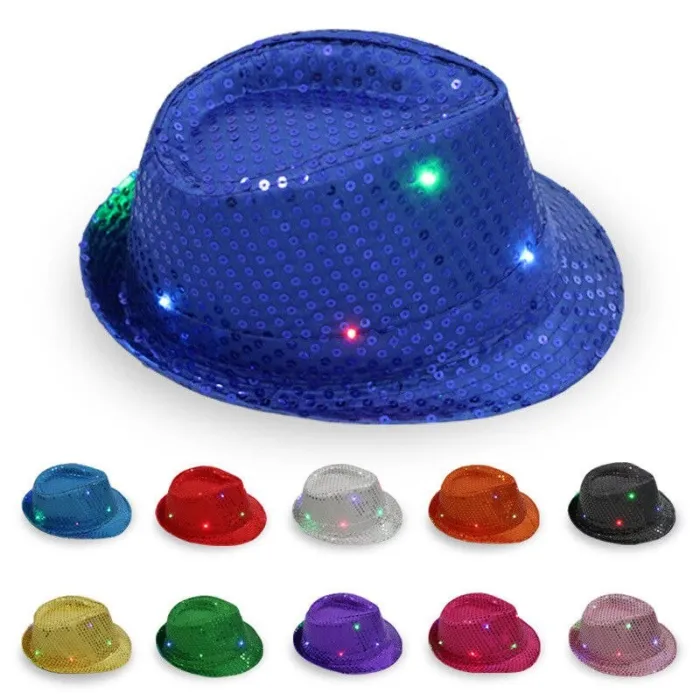 Retro disco hat - LED - glowing - with sequins / glitterHats & Caps
