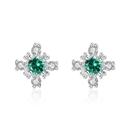 Snowflake earrings with crystal - 925 sterling silverEarrings