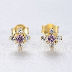 Snowflake earrings with crystal - 925 sterling silverEarrings