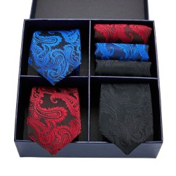Fashionable men's set - tie / handkerchief - silk - 6 piecesBows & ties