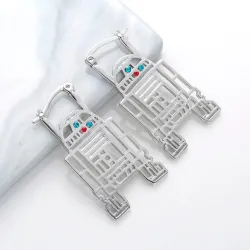 Trendy silver earrings - with crystals - geometric styleEarrings