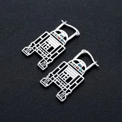 Trendy silver earrings - with crystals - geometric styleEarrings