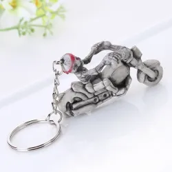 Skeleton on motorbike - keychainKeyrings