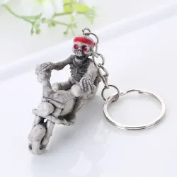 Skeleton on motorbike - keychainKeyrings