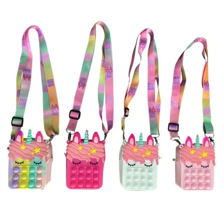 Push bubble shoulder bag - silicone small purse - unicornBags