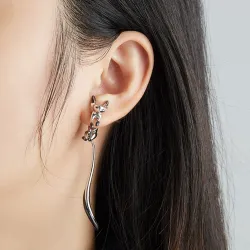 Elegant drop earrings - little fox - black enamel - silver - gold - rose golEarrings