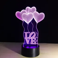3D acrylic lamp - touch panel - remote control - LOVE / heartsLights & lighting