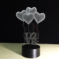 3D acrylic lamp - touch panel - remote control - LOVE / heartsLights & lighting