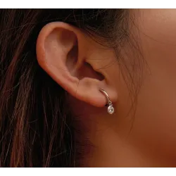 Elegant round earrings - with zirconia - 925 sterling silverEarrings