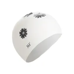 Silicone swimming cap - waterproof - ear / long hair protection - floral printSwimming