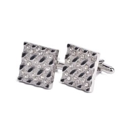 Fashionable square cufflinks - with rhinestones / black enamelCufflinks