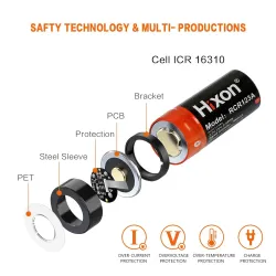 Hixon - RCR123a - 700mAh - 3.7V - 16340 battery - rechargeableBattery