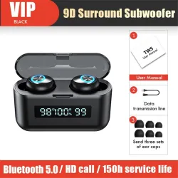 Wireless sports headphones - earbuds - waterproof - Bluetooth- with microphone / 2200Mah charging boxEar- & Headphones