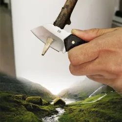 Mini foldable knife - stainless steel - wooden handle - with leather coverKnives & Multitools