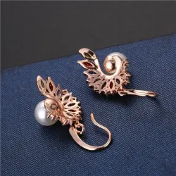 Elegant gold earrings - pearl - colorful cubic zirconiaEarrings