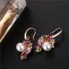 Elegant gold earrings - pearl - colorful cubic zirconiaEarrings