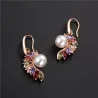Elegant gold earrings - pearl - colorful cubic zirconiaEarrings