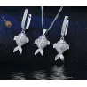 Stylish jewellery set - necklace - earrings - red eyed fish - 925 sterling silver - cubic zirconiaJewellery Sets