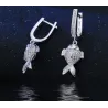 Stylish jewellery set - necklace - earrings - red eyed fish - 925 sterling silver - cubic zirconiaJewellery Sets